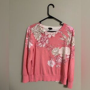 Talbots Pink Floral Crew Neck Sweater